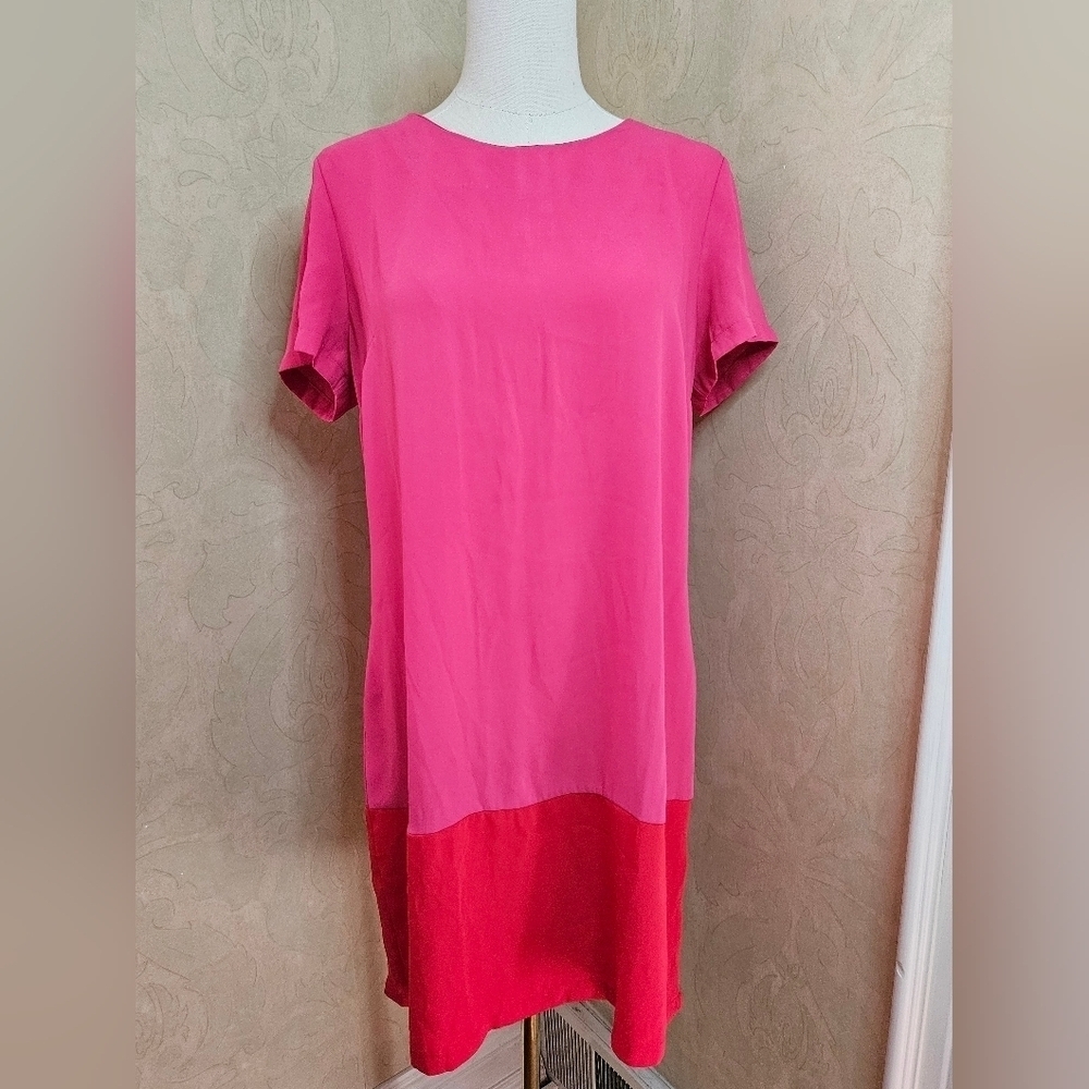Cynthia Rowley Pink & Red Colorblock Shift Short Sleeve Dress-Size 10